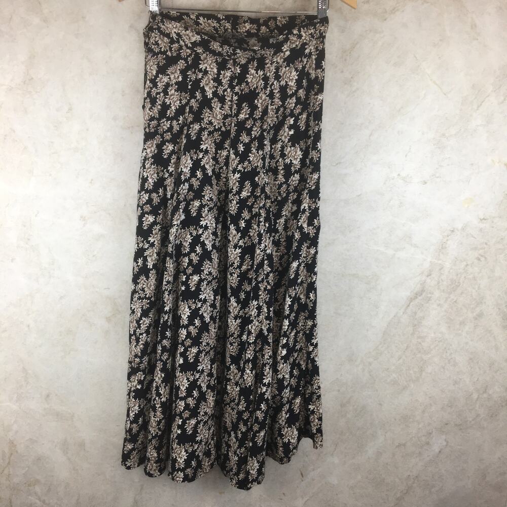 Vintage Studio Black and Tan Floral Maxi-Skirt  Size Large